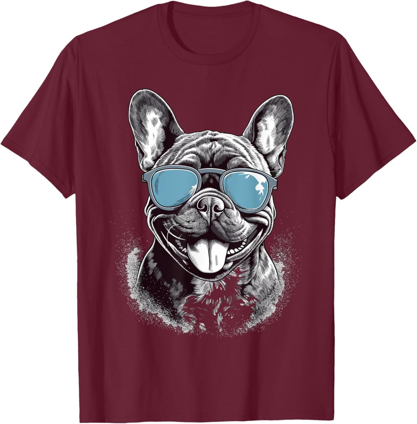 French Bulldog With Sunglasses Men Women Girls Kids T-Shirt - T-Shirt | Maroon