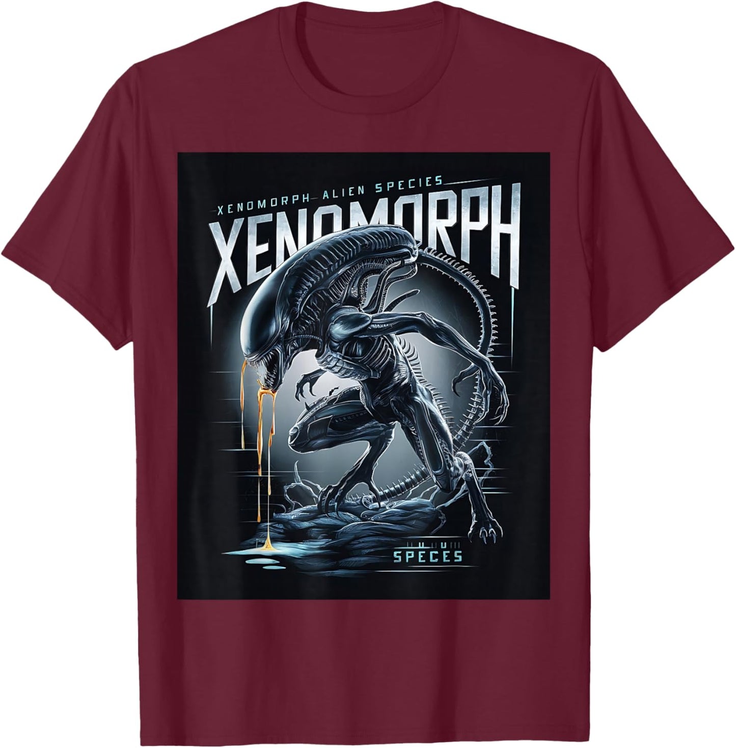 Alien 45th Anniversary Xenomorph 1979 Movie Poster in Space T-Shirt - T-Shirt | Maroon