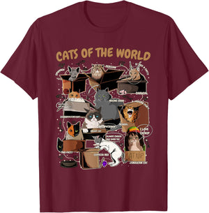 Funny Cat Meme Shirt for Cat Lover Cat Animals of the World T-Shirt - T-Shirt | Maroon