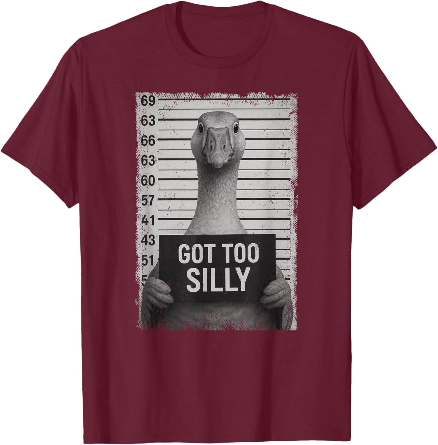 Funny Goose Got Silly Meme Animal Lover Mugshot Boys Girls T-Shirt - T-Shirt | Maroon