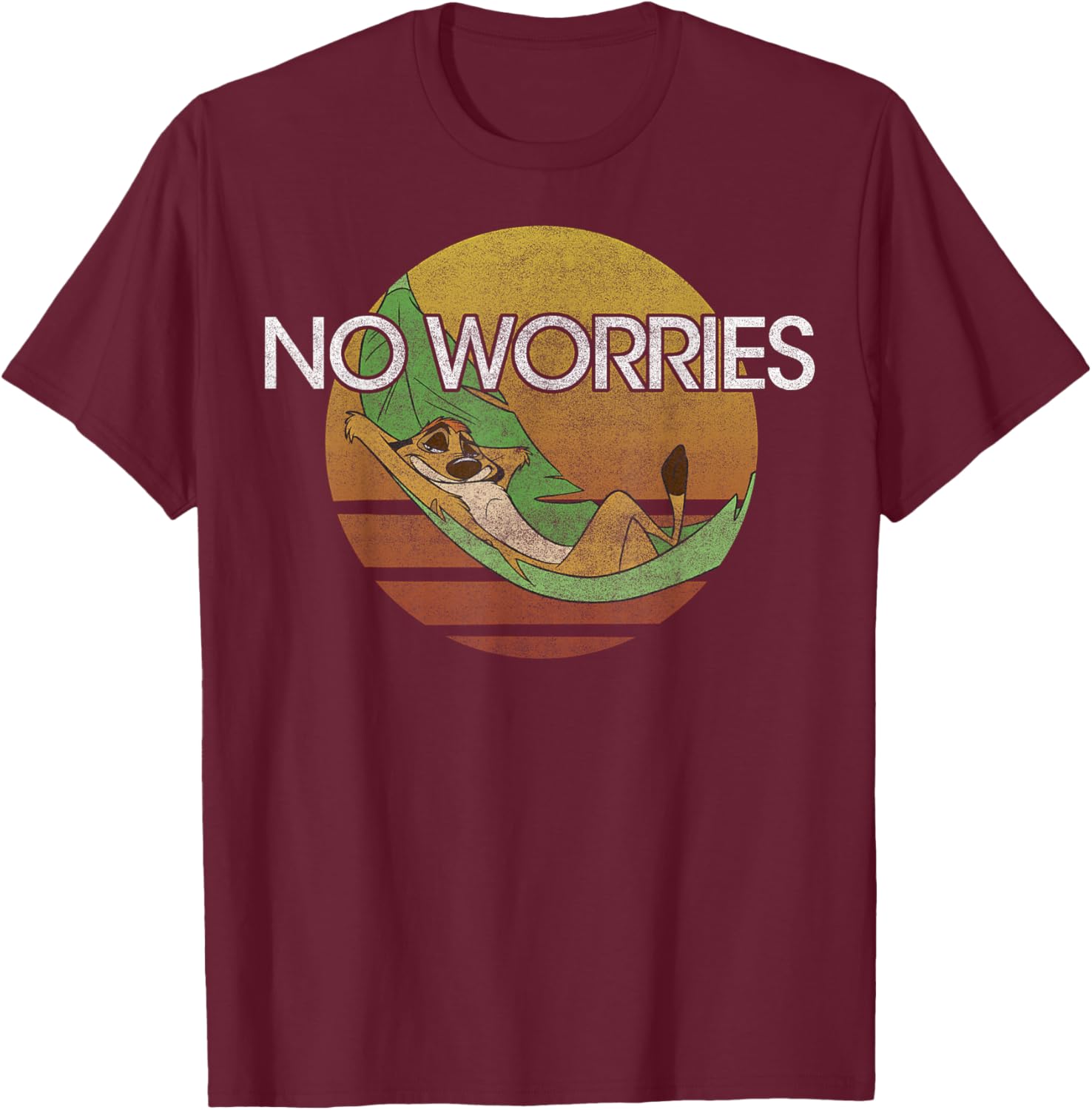 Disney The Lion King Timon No Worries Sunset T-Shirt - T-Shirt | Maroon