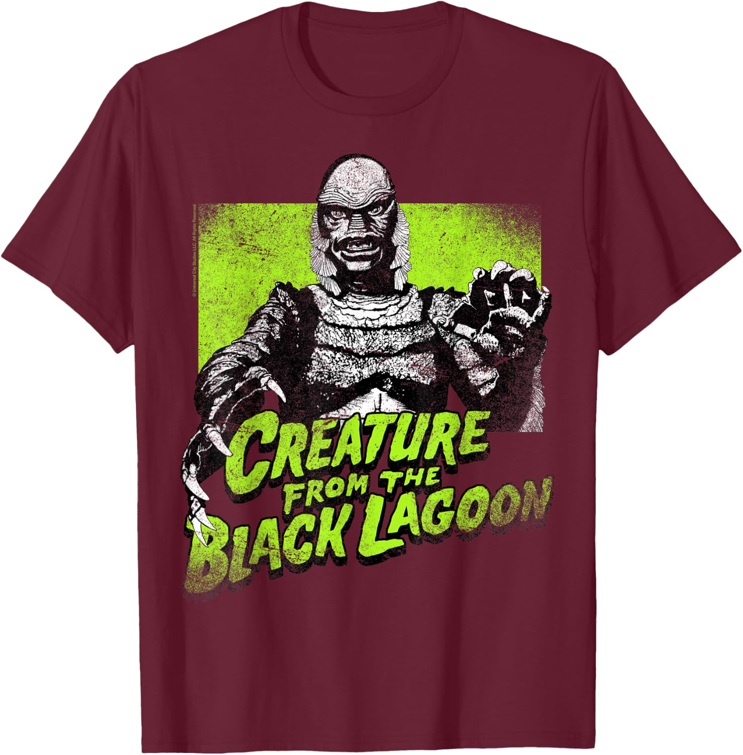 Universal Monsters Creature From The Black Lagoon Green T-Shirt - T-Shirt | Maroon