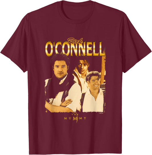 The Mummy Rick O'Connell Multi Poses Vintage Poster T-Shirt - T-Shirt | Maroon
