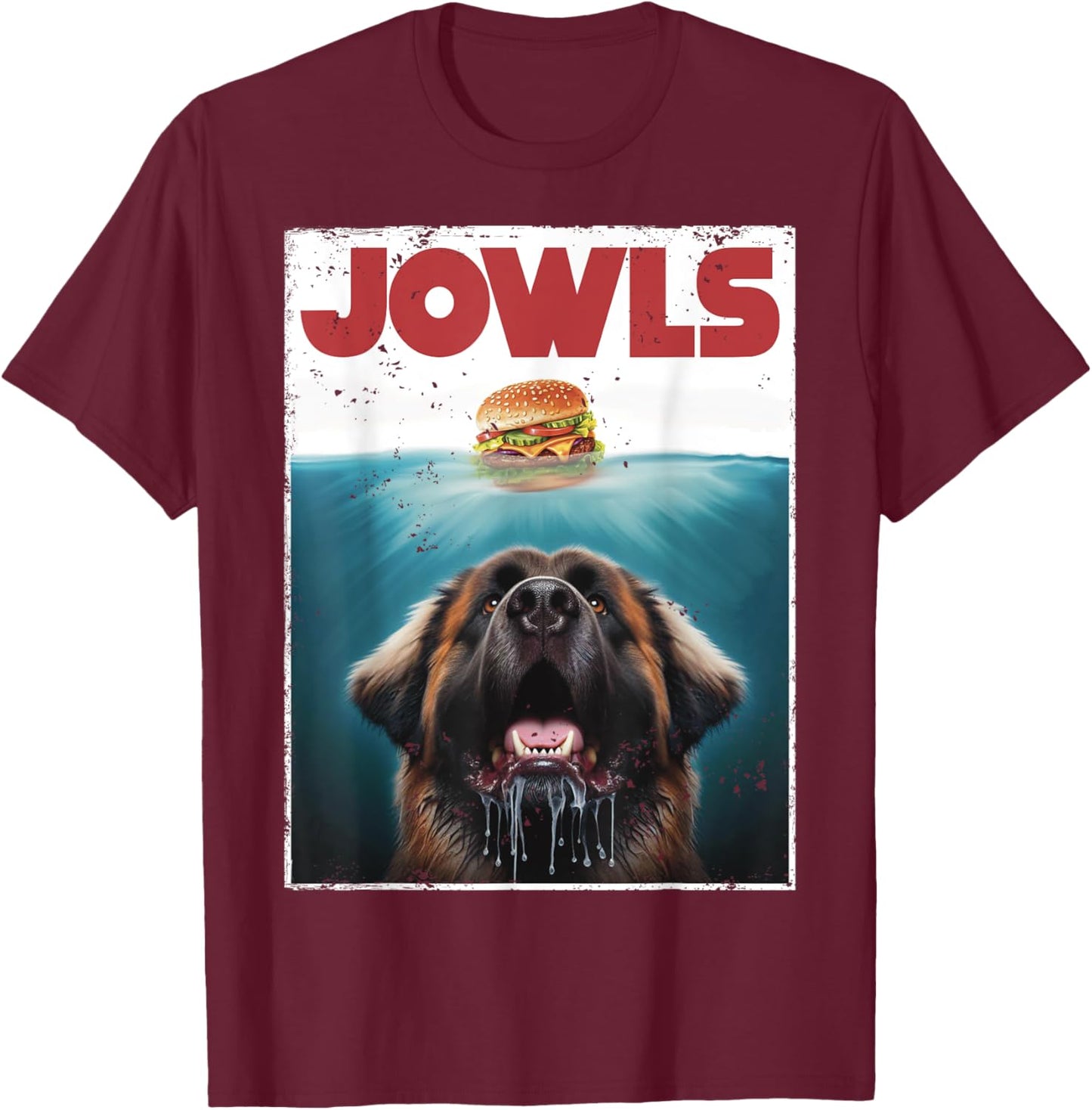 Funny Leonberger Jowls Burger, Gentle Giant Dog Mom, Dog Dad Women Girls Kids T-Shirt - T-Shirt | Maroon