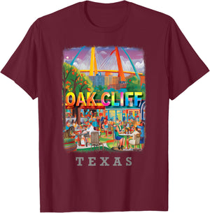 Oak Cliff Texas TX Vibrant Downtown SD725 T-Shirt - T-Shirt | Maroon