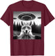Fox Selfie With Alien UFO Funny Fox Gifts Women Kid T-Shirt - T-Shirt | Maroon