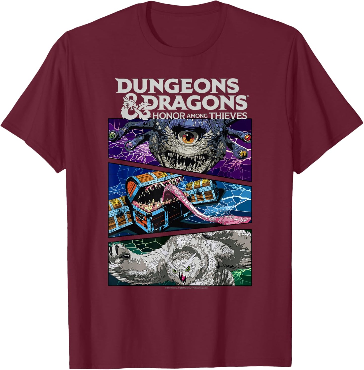 Dungeons & Dragons: Honor Among Thieves Monster Panel Stack T-Shirt - T-Shirt | Maroon