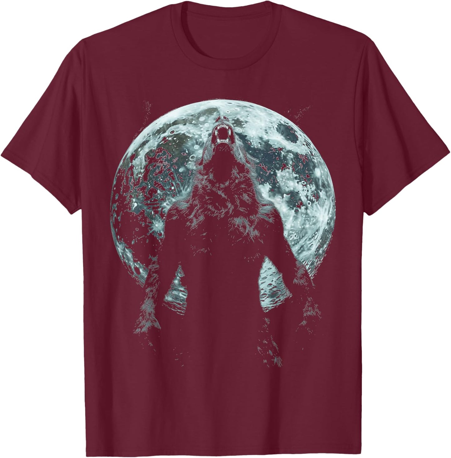 Werewolf Wolf Howling Moon Alpha Male Halloween Sigma Male T-Shirt - T-Shirt | Maroon