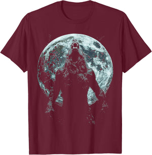Werewolf Wolf Howling Moon Alpha Male Halloween Sigma Male T-Shirt - T-Shirt | Maroon