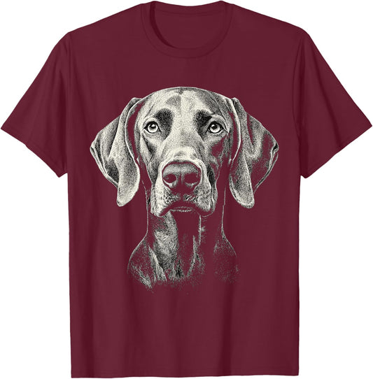 Weimaraner Dog Motif Pet Illustration Weimaraner T-Shirt - T-Shirt | Maroon