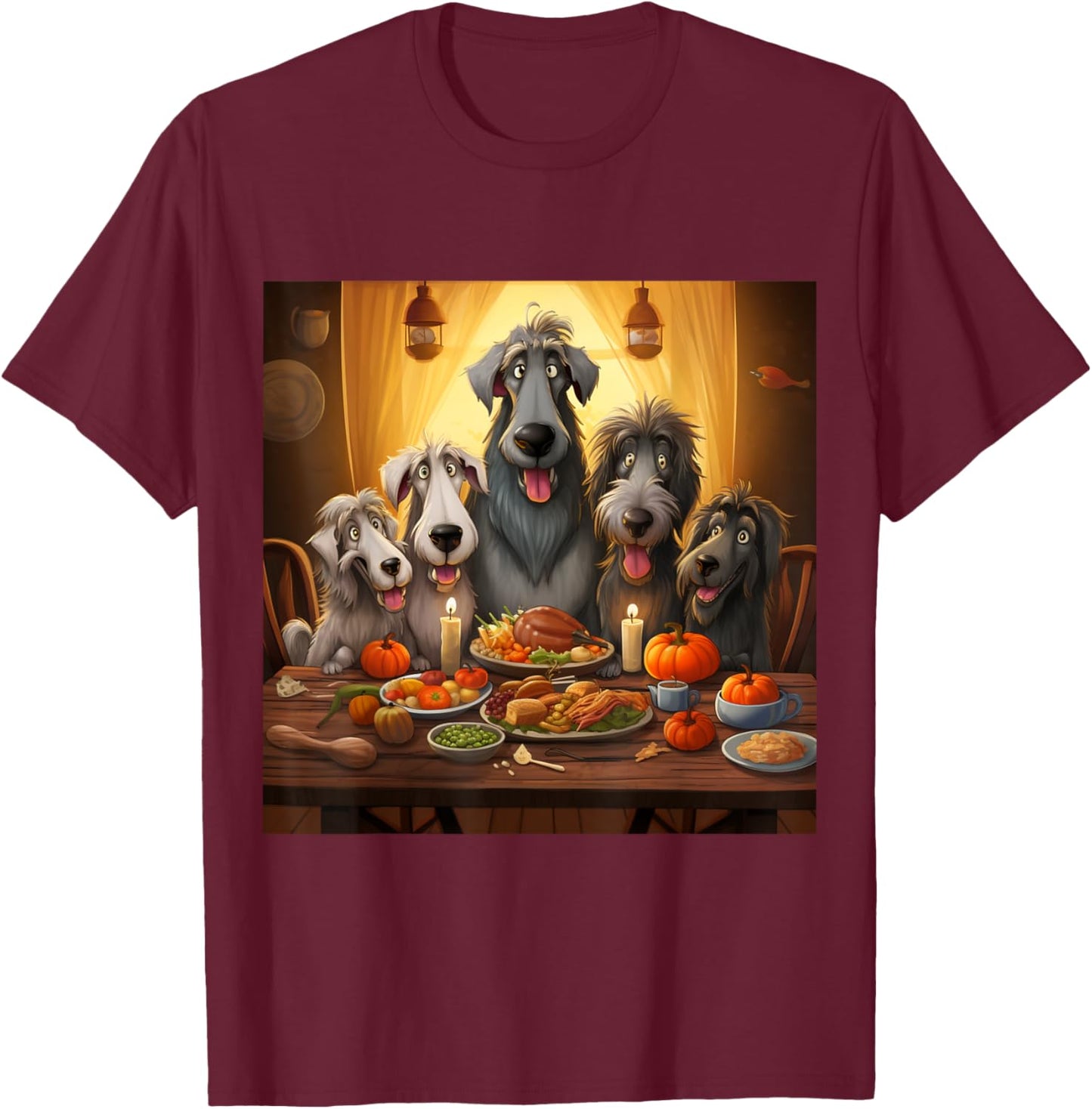 Thanksgiving Irish Wolfhound - Irish Wolfhound Thanksgiving T-Shirt - T-Shirt | Maroon