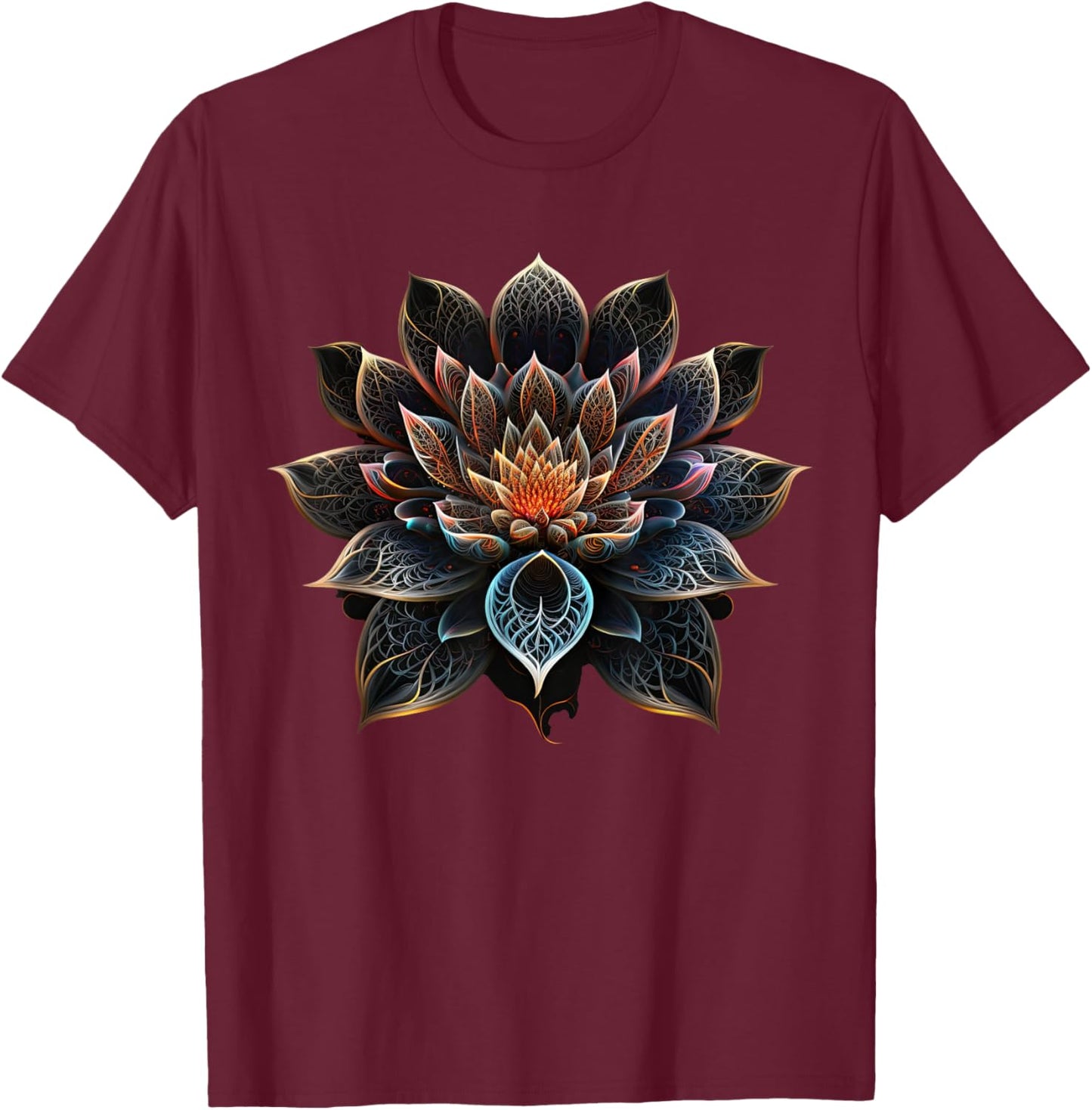 Lotus Flower Yoga Zen Bohemian Namaste Meditation T-Shirt - T-Shirt | Maroon