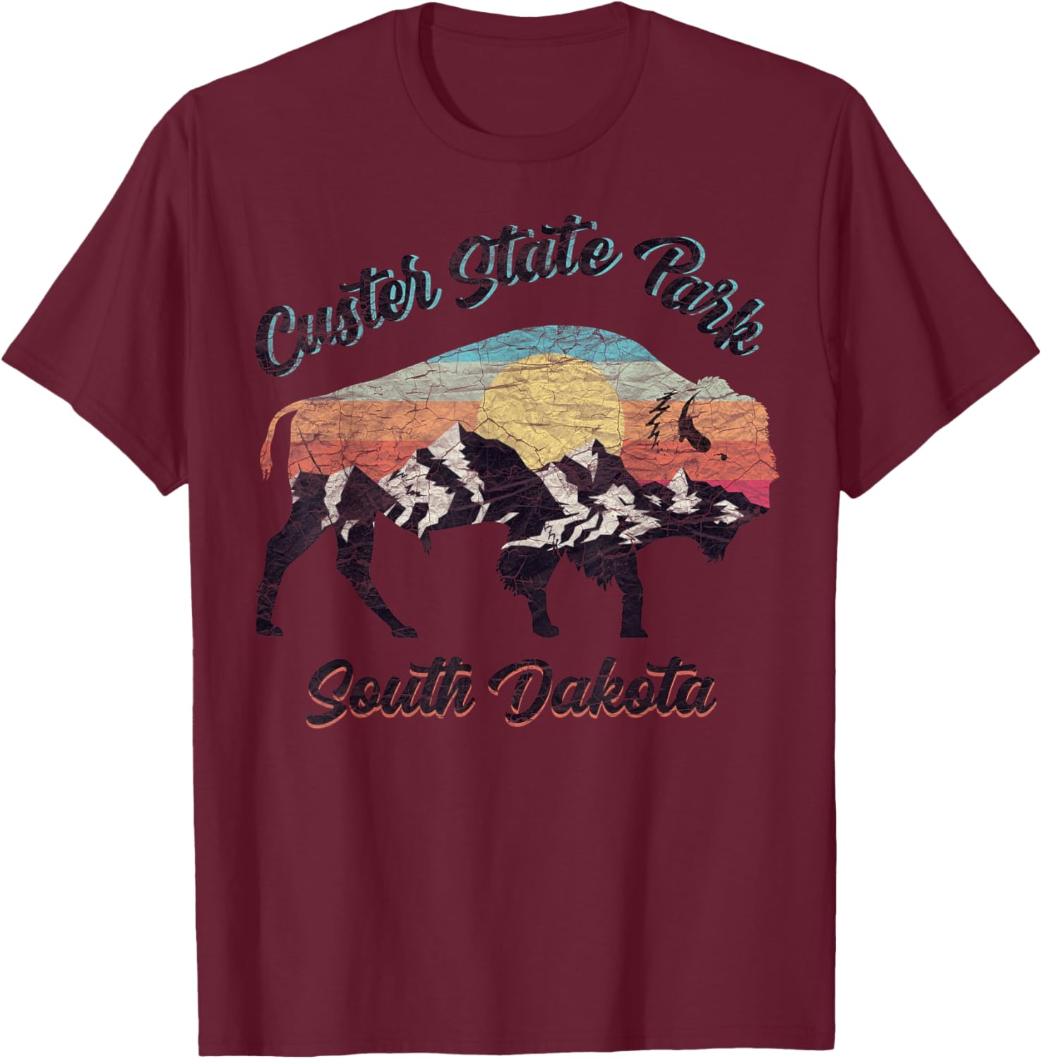 Custer State Park Buffalo South Dakota The Mount Rushmore T-Shirt - T-Shirt | Maroon