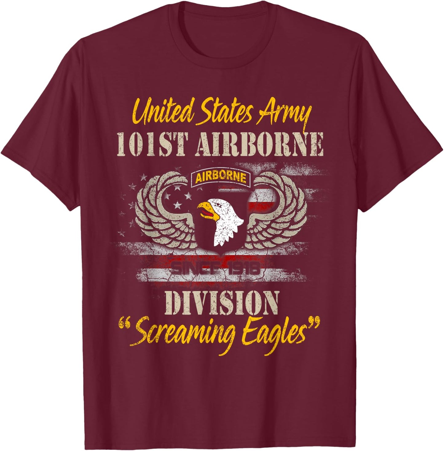 U.S Army 101st Airborne Division Veteran Veterans Day T-Shirt - T-Shirt | Maroon
