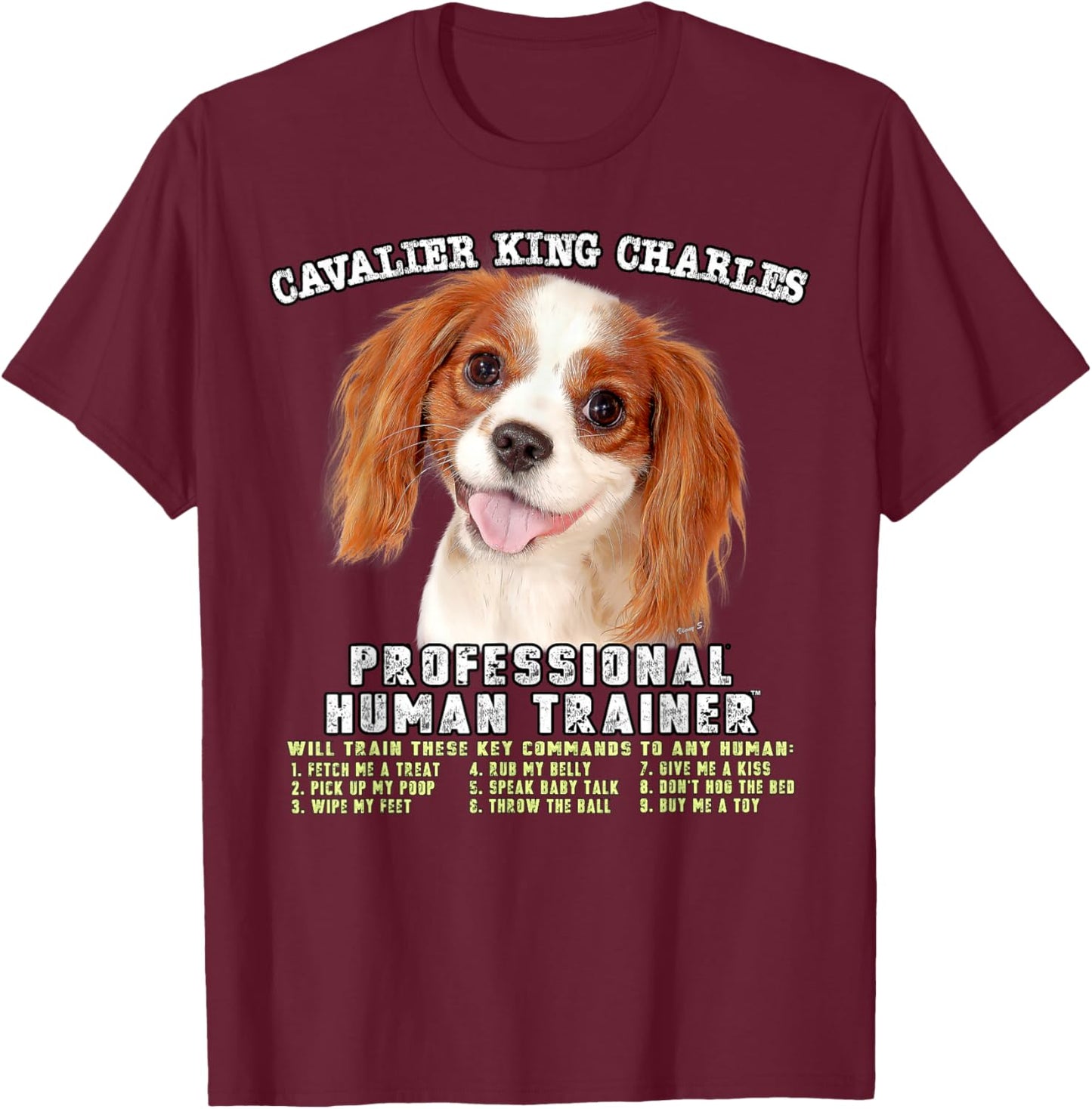 Cavalier King Charles Spaniel Professional Human Trainer T-Shirt - T-Shirt | Maroon