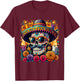 Flower Skull / Sugar Skull Roses Girls T-Shirt - T-Shirt | Maroon