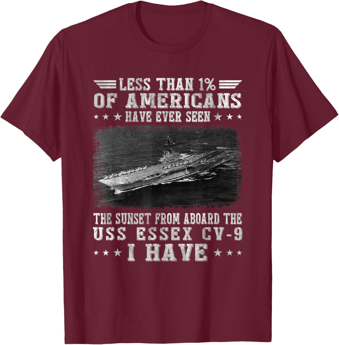 USS Essex CV-9 Aircraft Carrier Sailor Veterans Day Papa T-Shirt - T-Shirt | Maroon