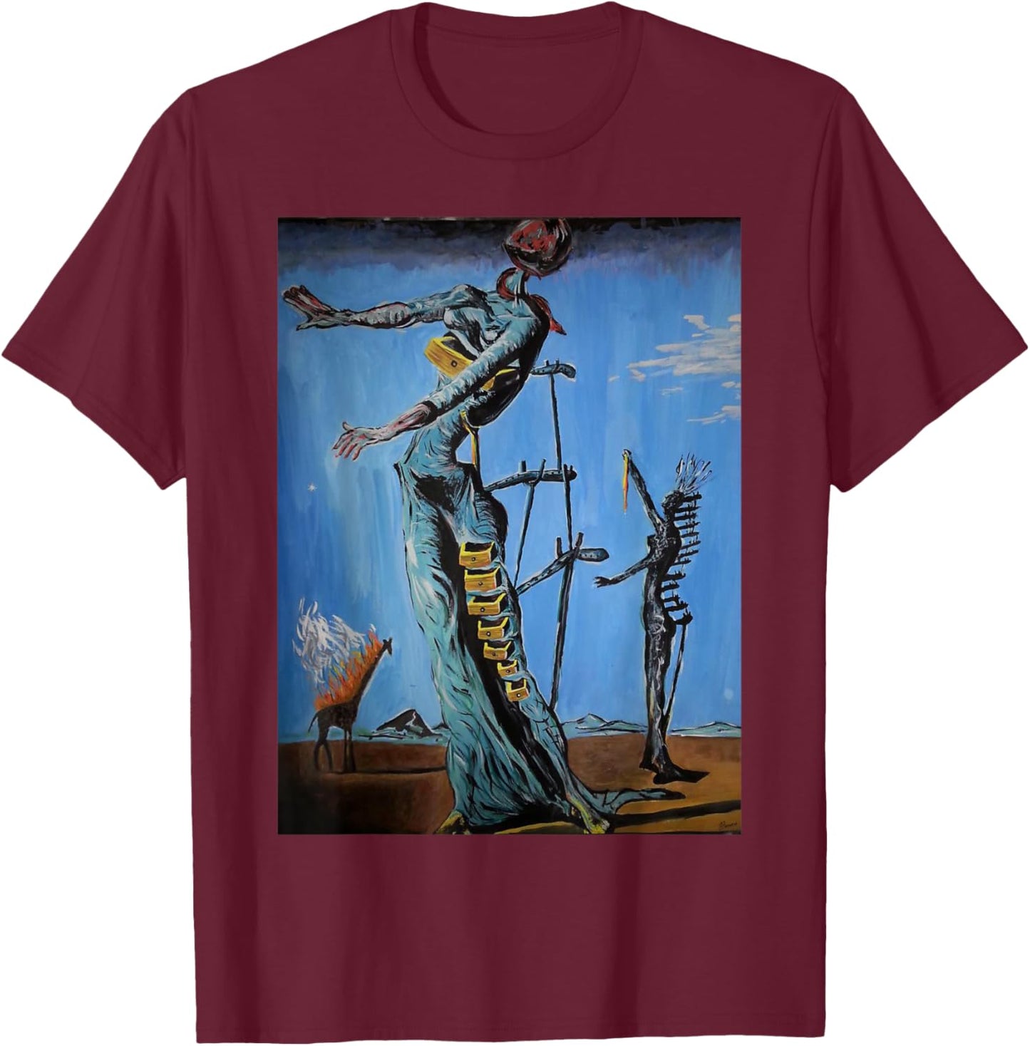 Famous Painting Illustration T-Shirt - T-Shirt | Maroon