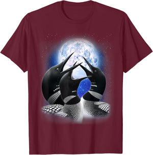 3 Common Loon Howling At The Moon Funny Birdwatcher Birder T-Shirt - T-Shirt | Maroon