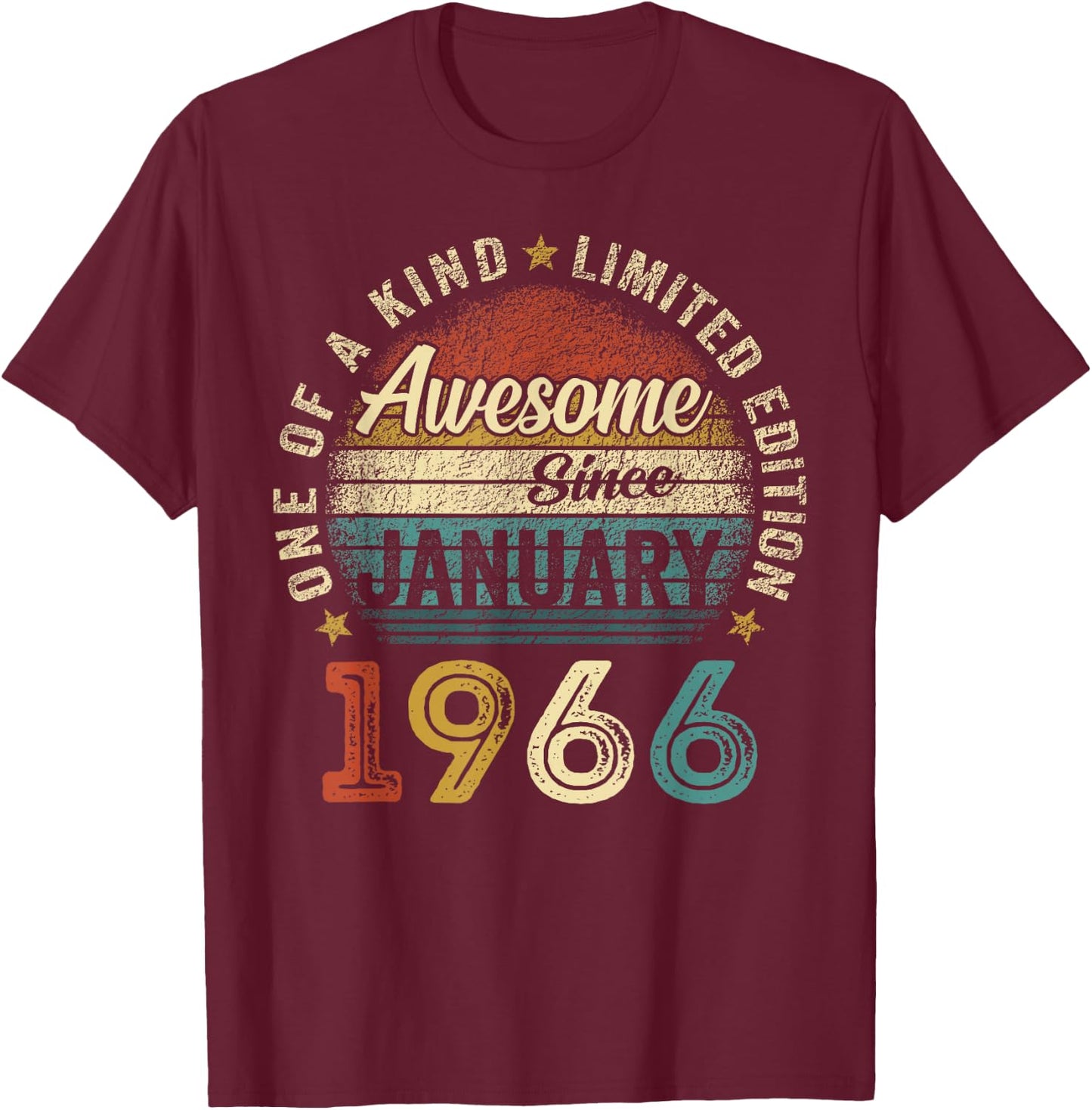 Awesome since January 1966 60 Year Old 60th Birthday Men Dad T-Shirt - T-Shirt | Maroon