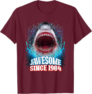 41st Birthday Jawesome Since 1984 Shark 41 Years Old T-Shirt - T-Shirt | Maroon