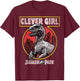 Jurassic Park Clever Girl Raptor Roar Circle Logo T-Shirt - T-Shirt | Maroon