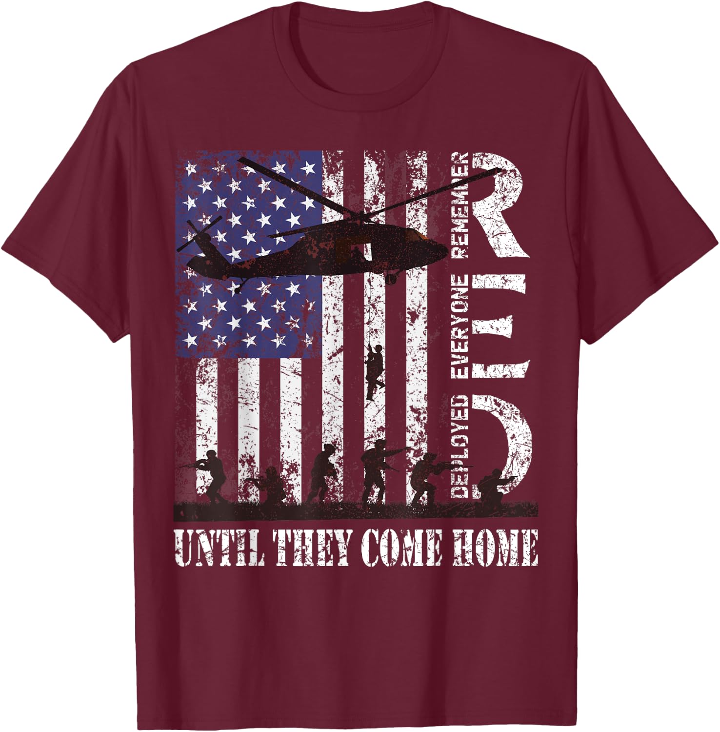 RED Friday Remember Everyone Deployed US Flag Army Vintage T-Shirt - T-Shirt | Maroon