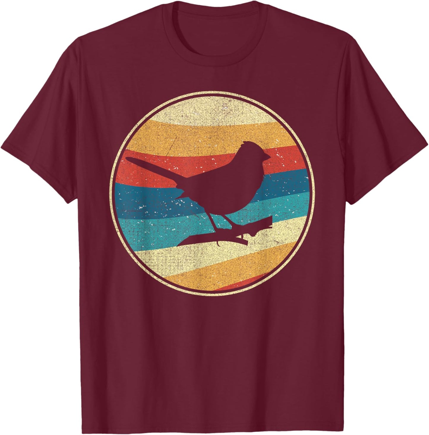 Vintage Eastern Towhee 80s 90s Retro Distressed Bird Nerds T-Shirt - T-Shirt | Maroon