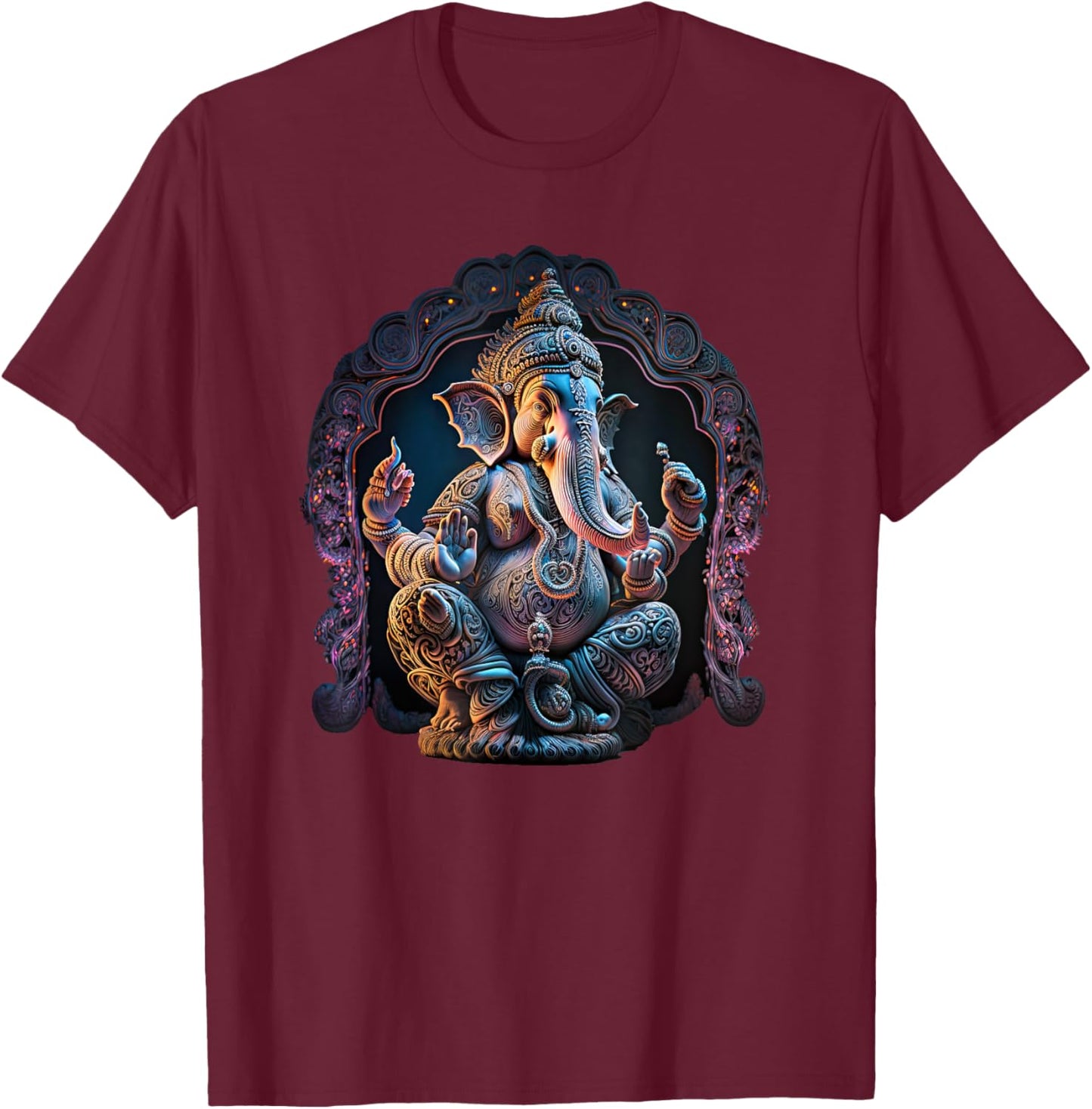 Ganesh Enlightenment Consciousness Meditation - -Adults - Black - Small - Short Sleeve - Yoga T-Shirt - T-Shirt | Maroon