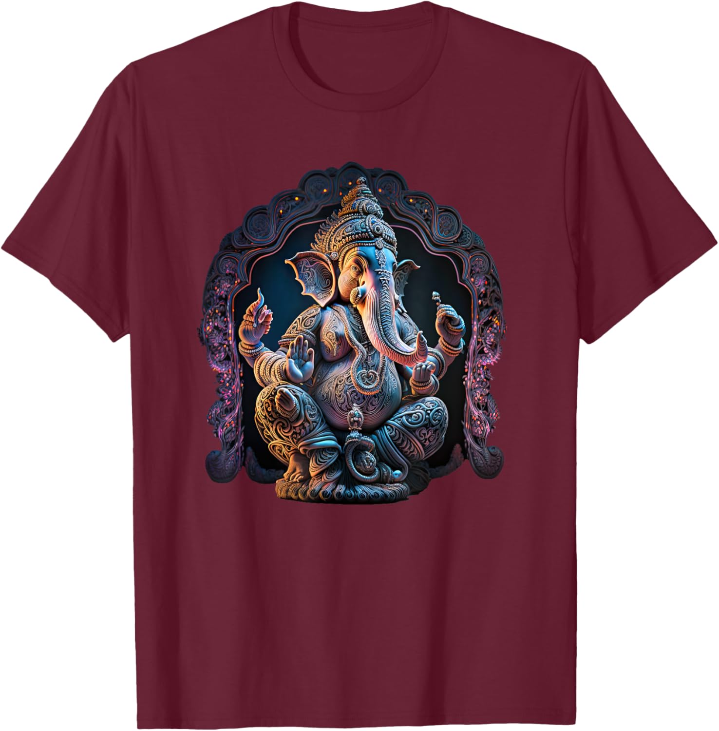 Ganesh Enlightenment Consciousness Meditation - -Adults - Black - Small - Short Sleeve - Yoga T-Shirt - T-Shirt | Maroon
