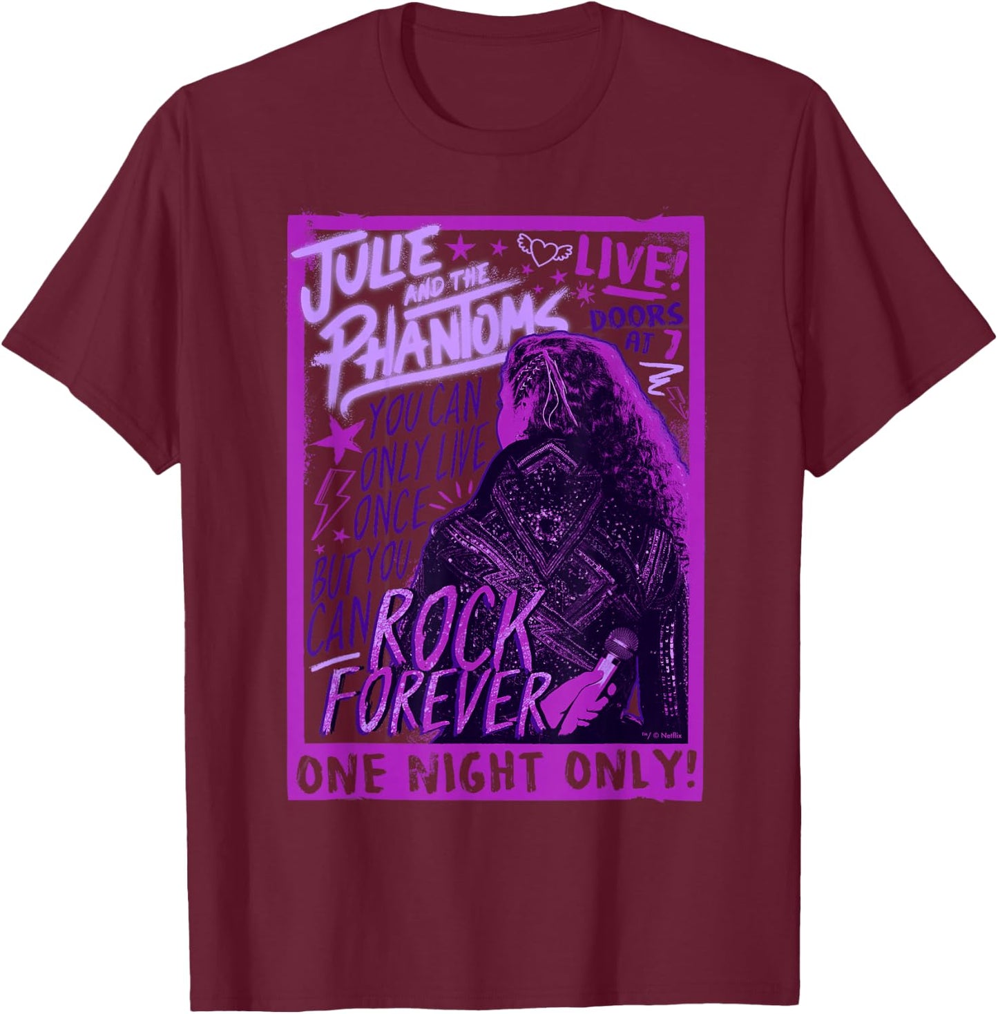 Julie And The Phantoms One Night Only Poster T-Shirt - T-Shirt | Maroon
