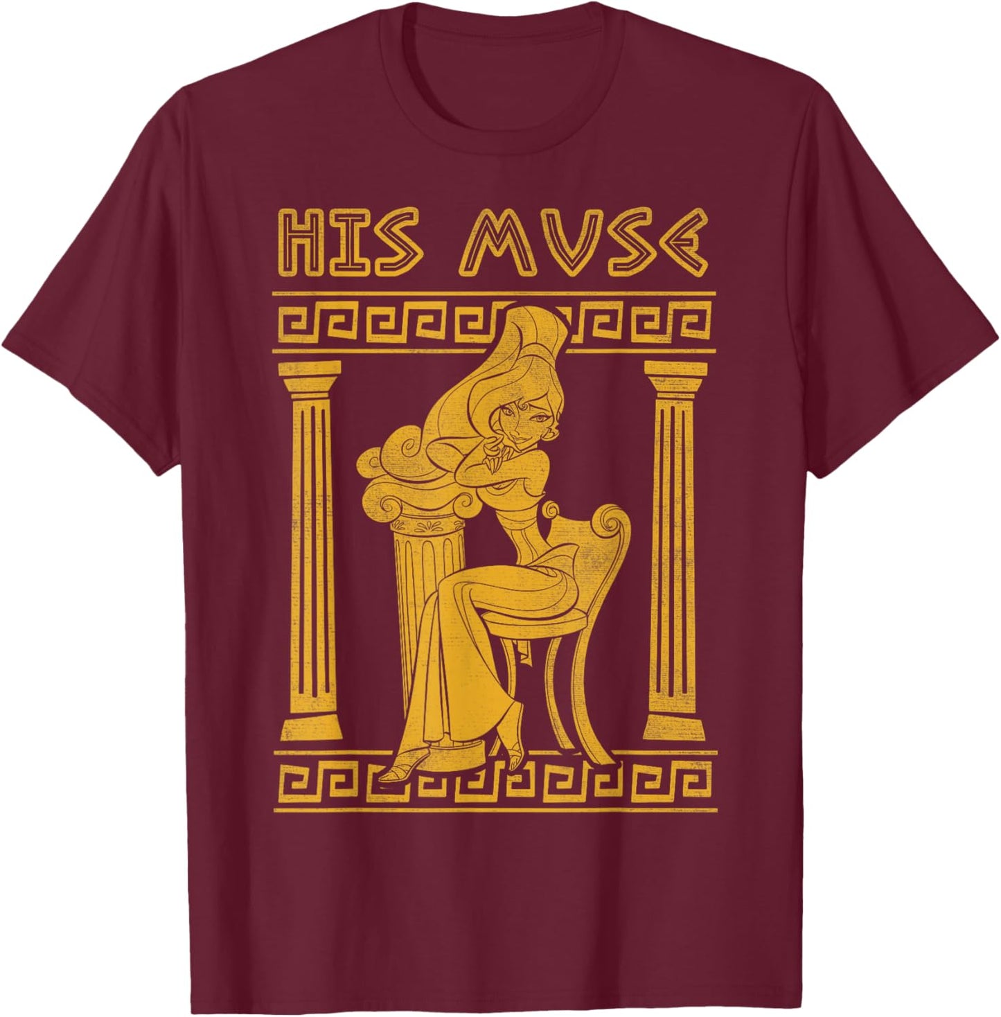 Disney Hercules Valentine's Day Megara His Muse Greece Pose T-Shirt - T-Shirt | Maroon