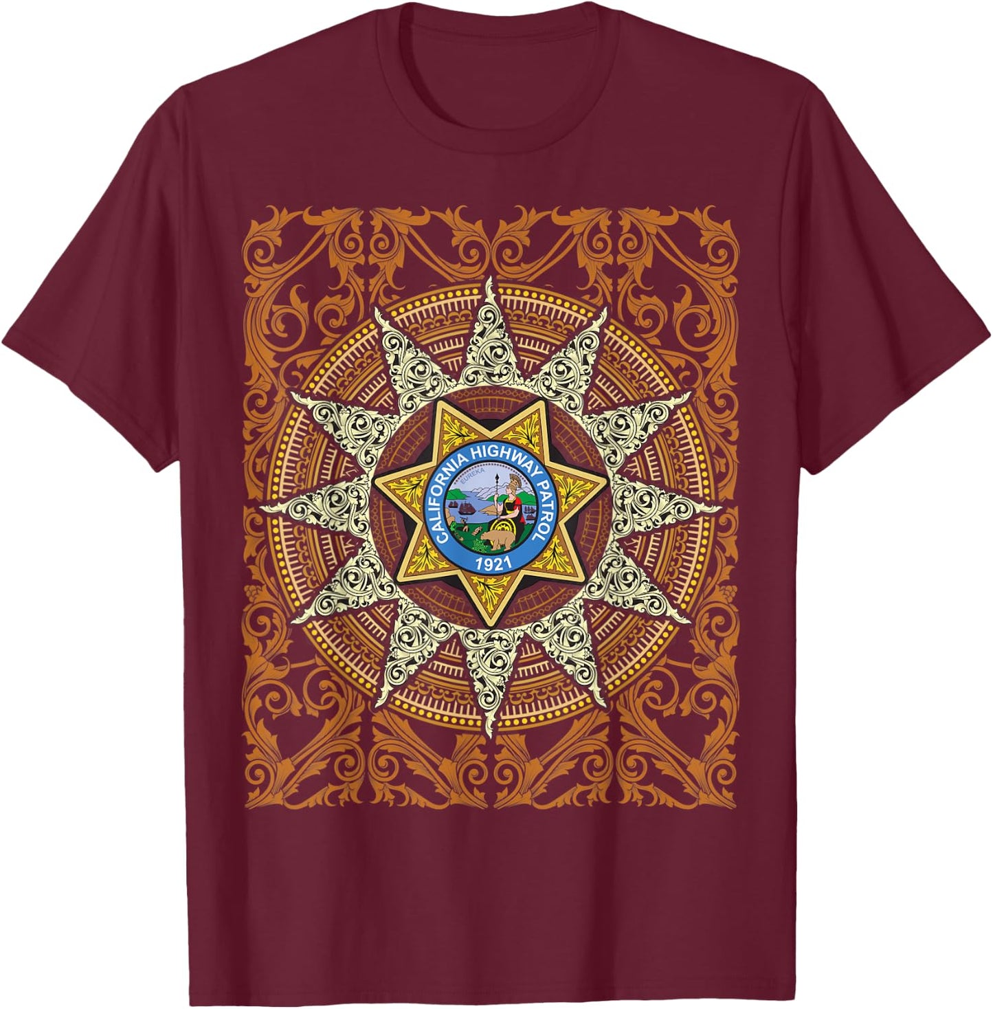 California Highway Patrol Vintage Ornament T-Shirt - T-Shirt | Maroon