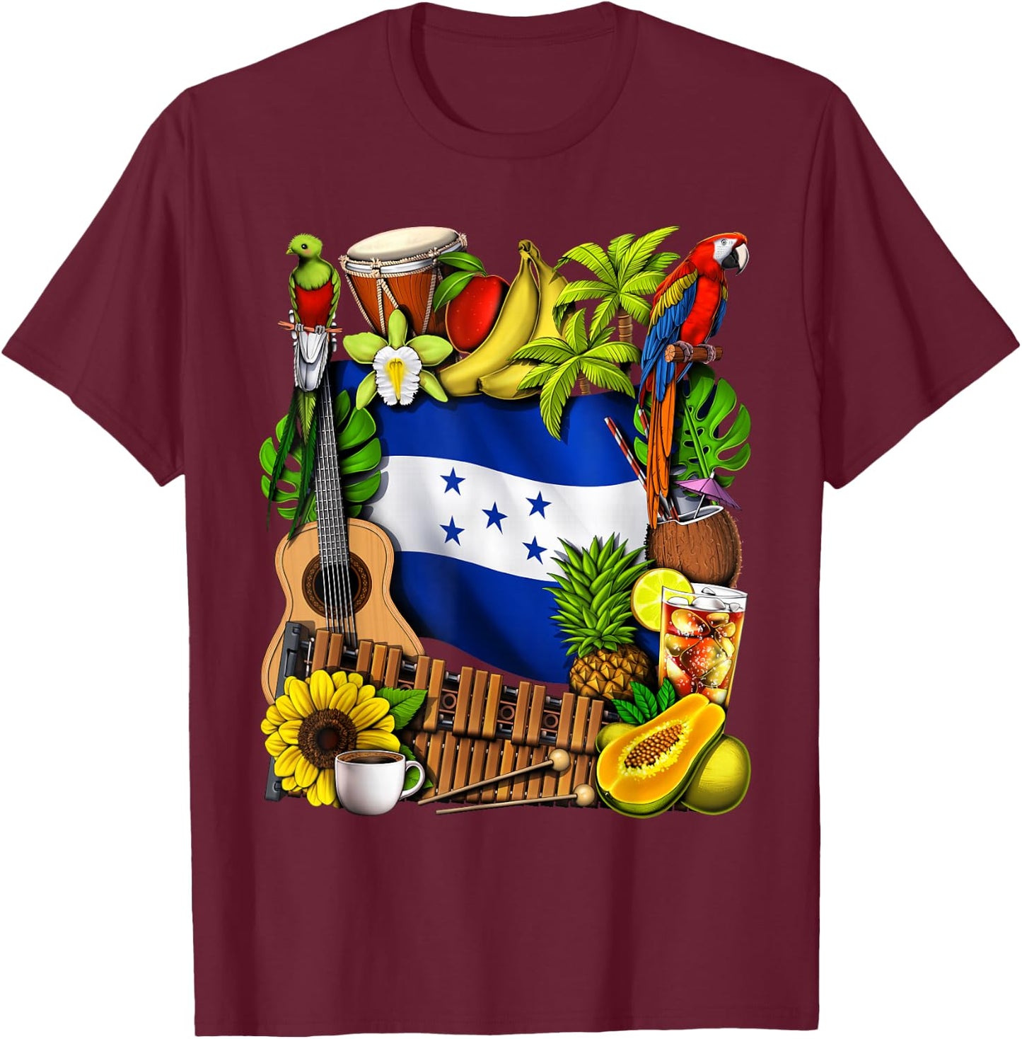 Honduras Heritage Honduran Flag Honduras Heritage Roots T-Shirt - T-Shirt | Maroon