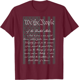 We the People Us Constitution Preamble United States Flag T-Shirt - T-Shirt | Maroon