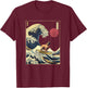 Black Mouth Cur Japanese Kanagawa Wave Funny Surf Dog T-Shirt - T-Shirt | Maroon