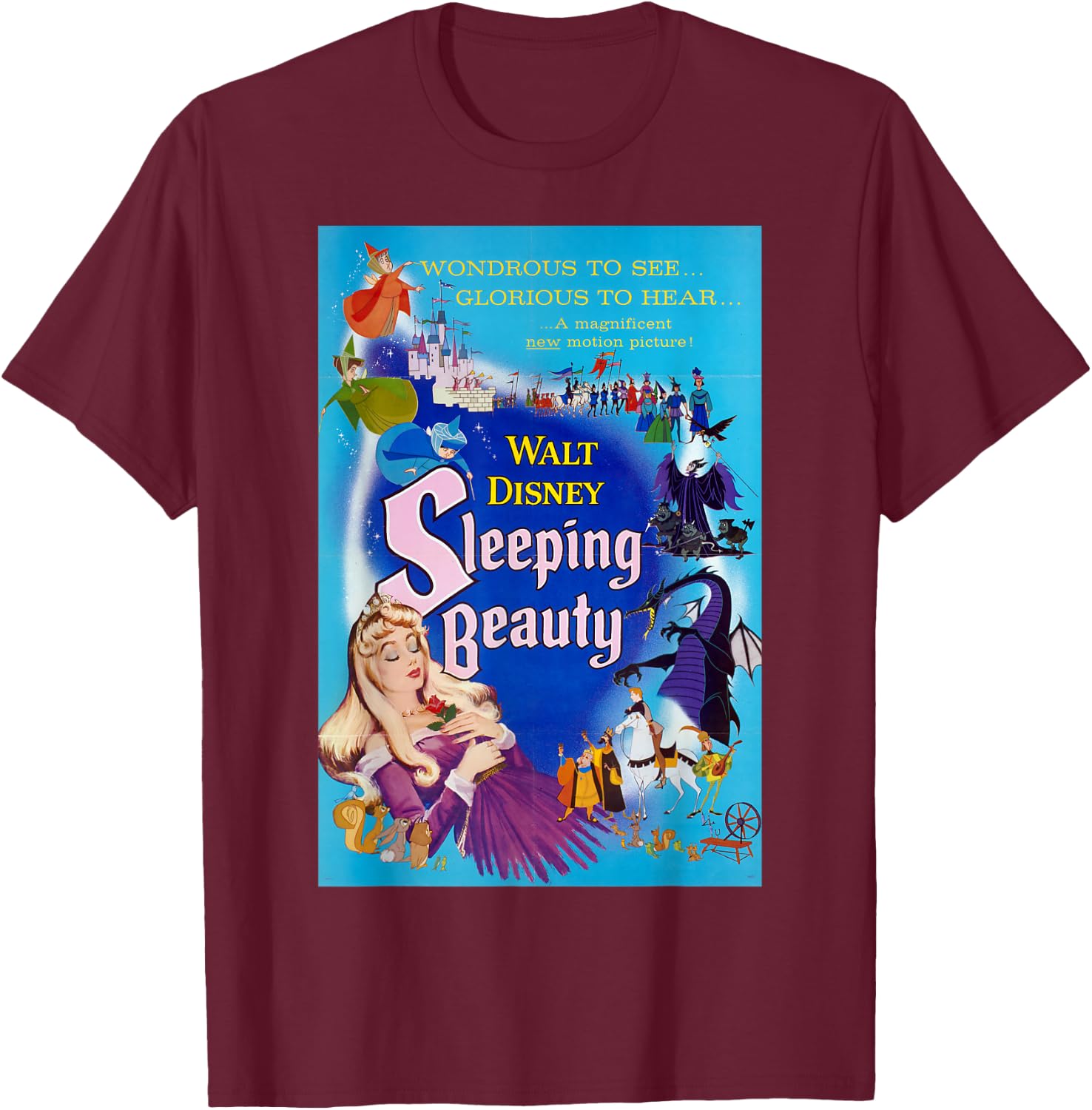 Disney Sleeping Beauty Classic Poster T-Shirt - T-Shirt | Maroon