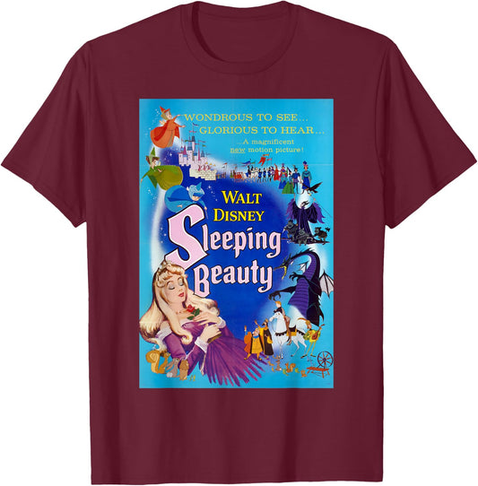 Disney Sleeping Beauty Classic Poster T-Shirt - T-Shirt | Maroon
