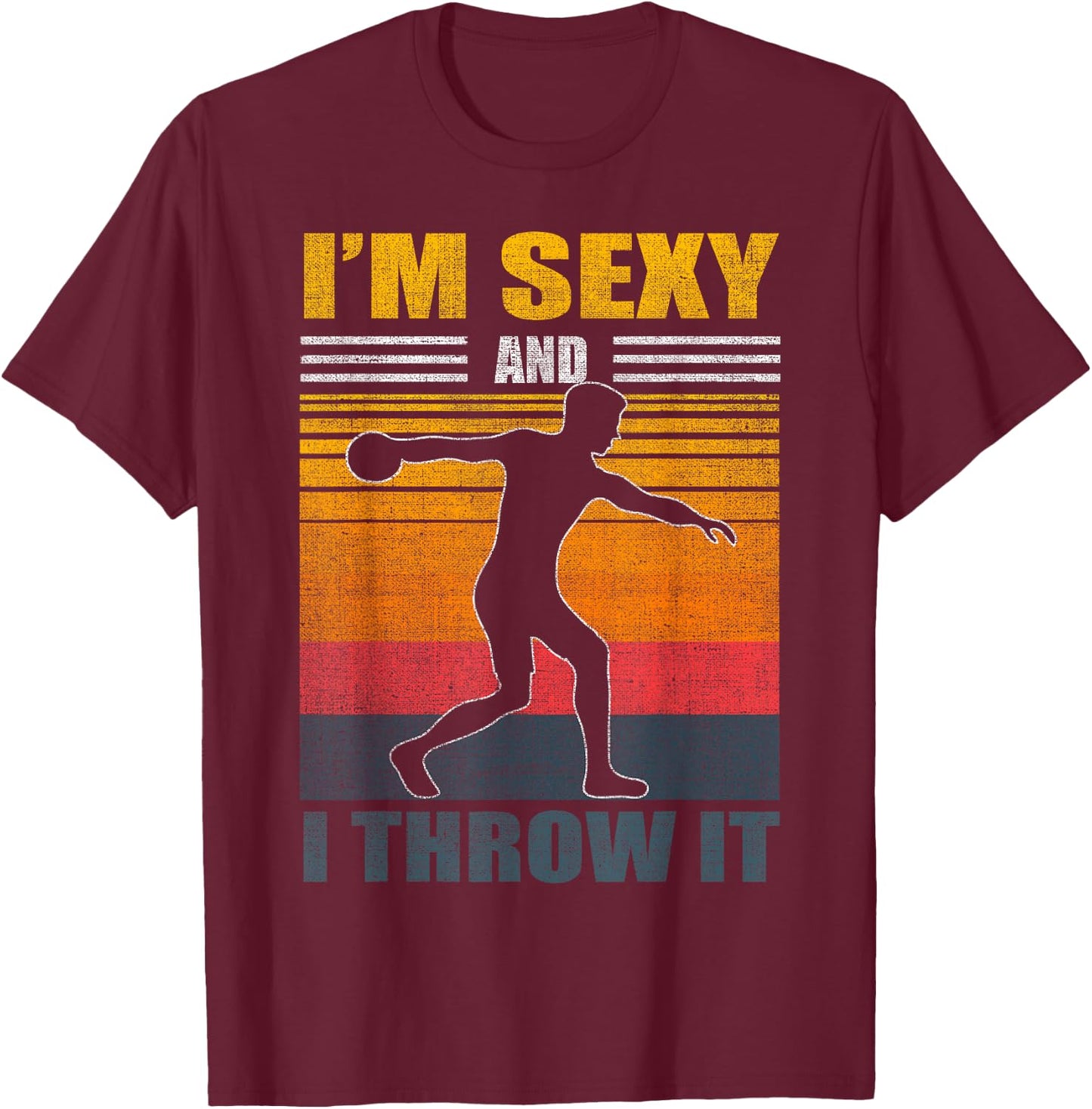 Discus Throw Vintage Disc Throwing Athletics Track and Field T-Shirt - T-Shirt | Maroon