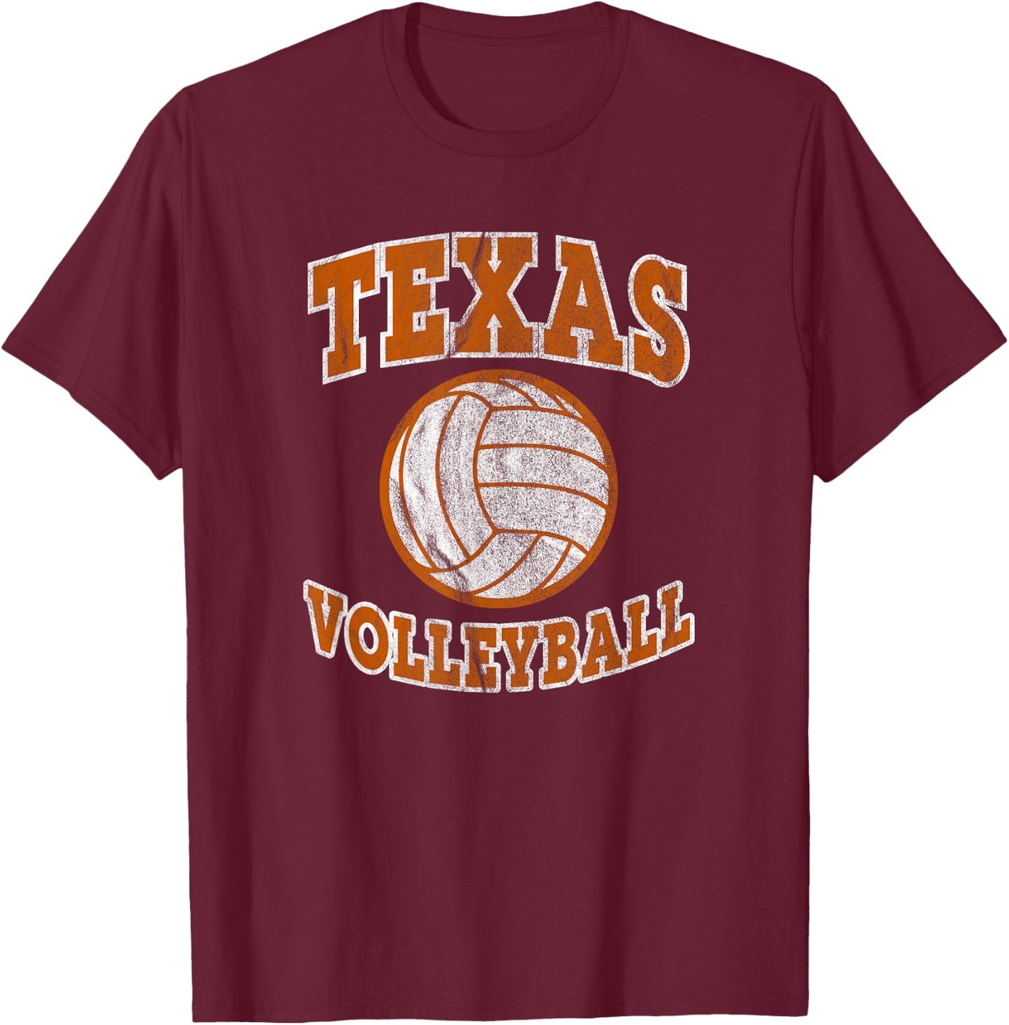 Texas Volleyball Vintage Distressed T-Shirt - T-Shirt | Maroon