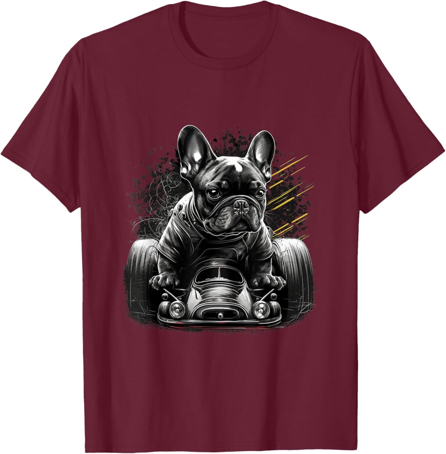 French Bulldog | Race Racing Car Formula Funny Dog Mechanic Men Women T-Shirt - T-Shirt | Maroon
