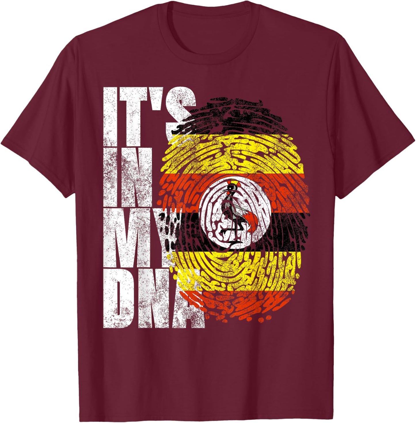 It's In My DNA Uganda Print African-American Ugandan Flag T-Shirt - T-Shirt | Maroon