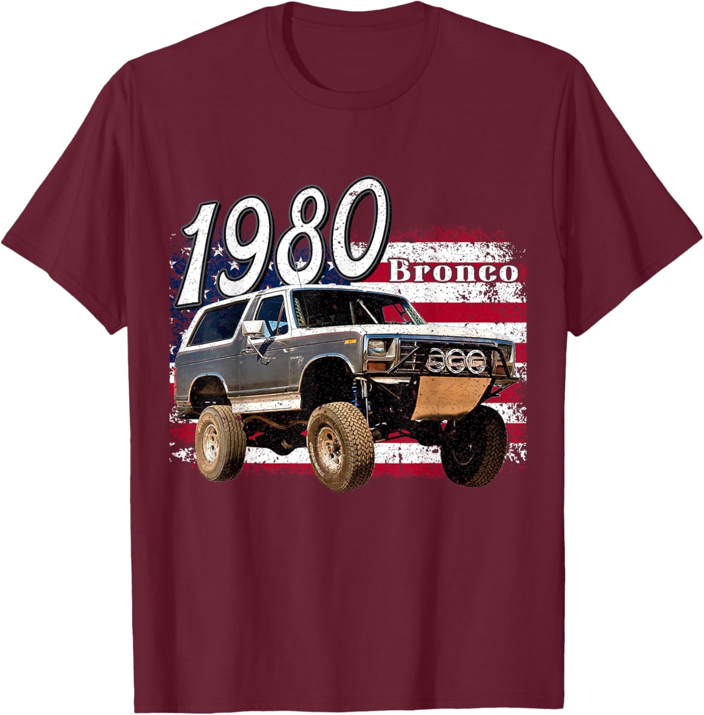 1980 80 Bronco SUV Car T-Shirt - T-Shirt | Maroon