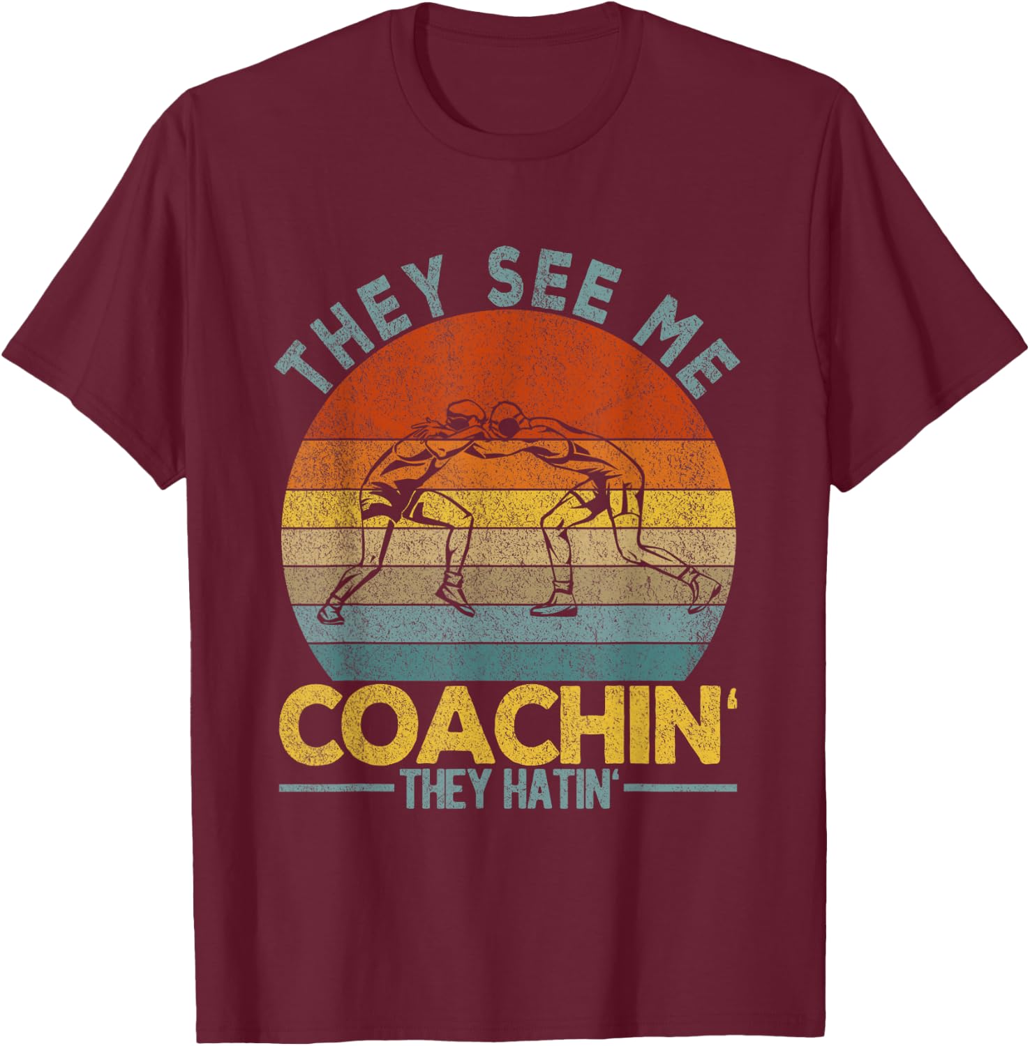 Funny Scholastic Wrestling Coach Folkstyle Wrestling Retro T-Shirt - T-Shirt | Maroon