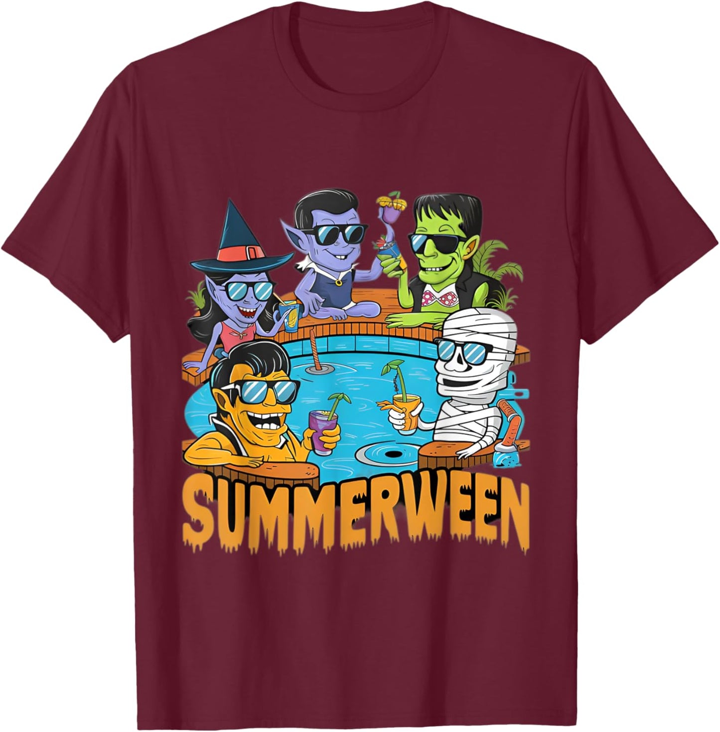 Summerween Halloween Spooky Monster Women Kids T-Shirt - T-Shirt | Maroon