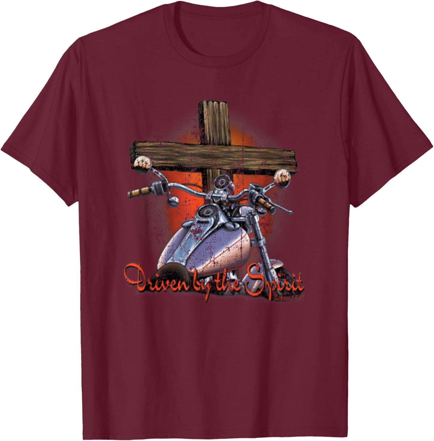 Driven By The Spirit Cool Vintage Christian Biker T-Shirt - T-Shirt | Maroon