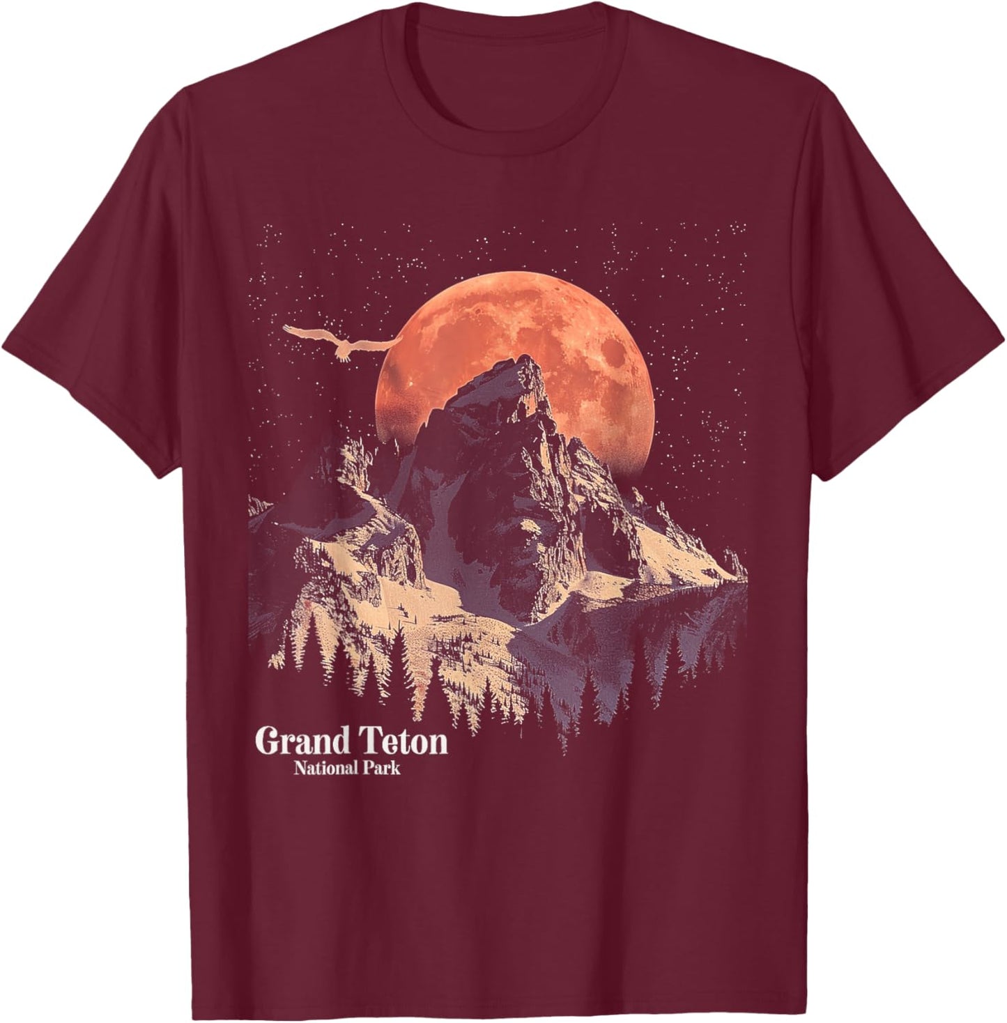 Grand Teton - US National Park Vintage Men Women Kids Retro T-Shirt - T-Shirt | Maroon