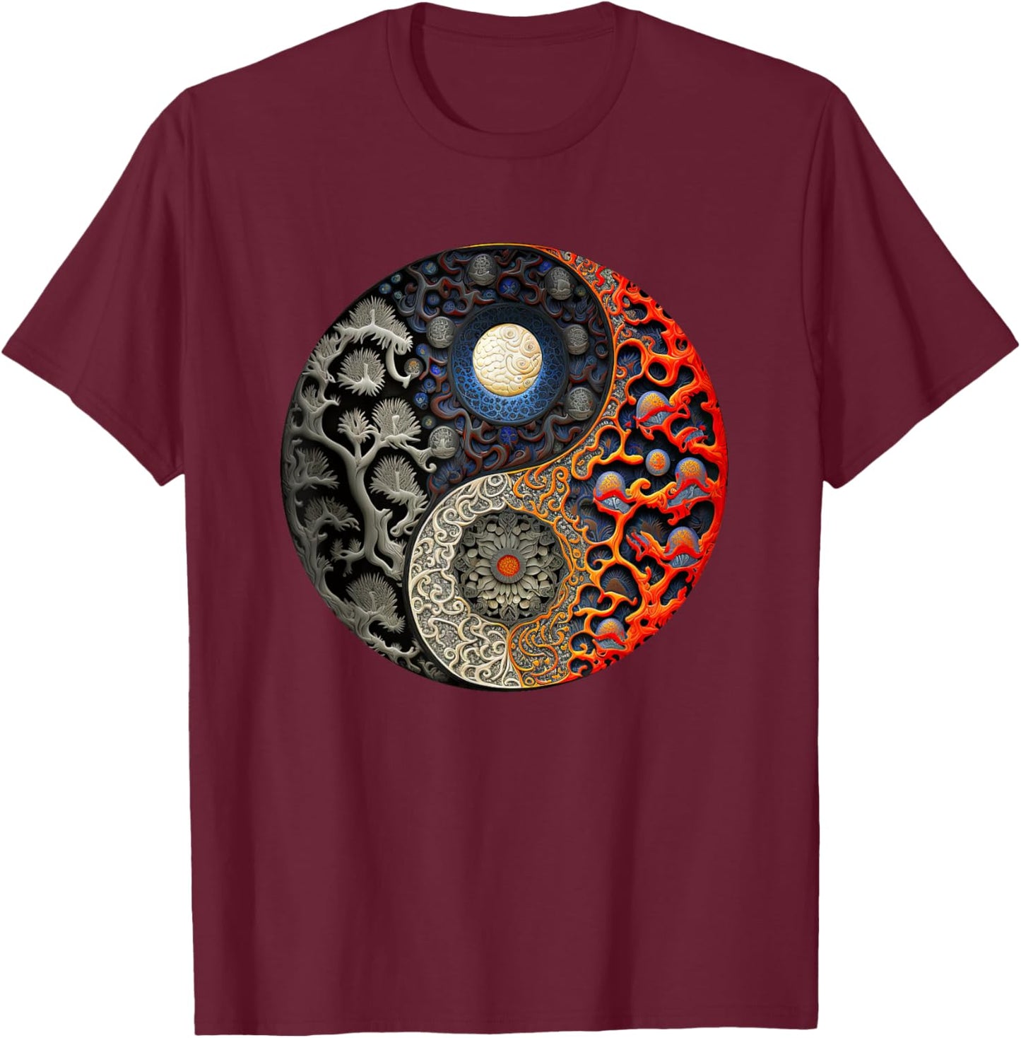 Yinyang Yoga Zen Yin yang Meditation T-Shirt - T-Shirt | Maroon