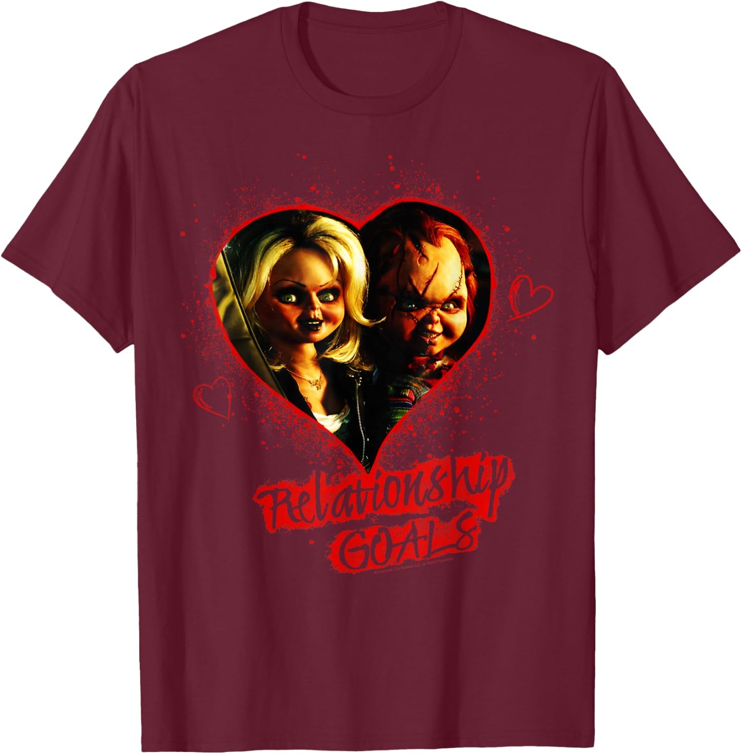 Child's Play Chucky And Tiffany Relationship Goals Short Sleeve T-Shirt - T-Shirt | Maroon