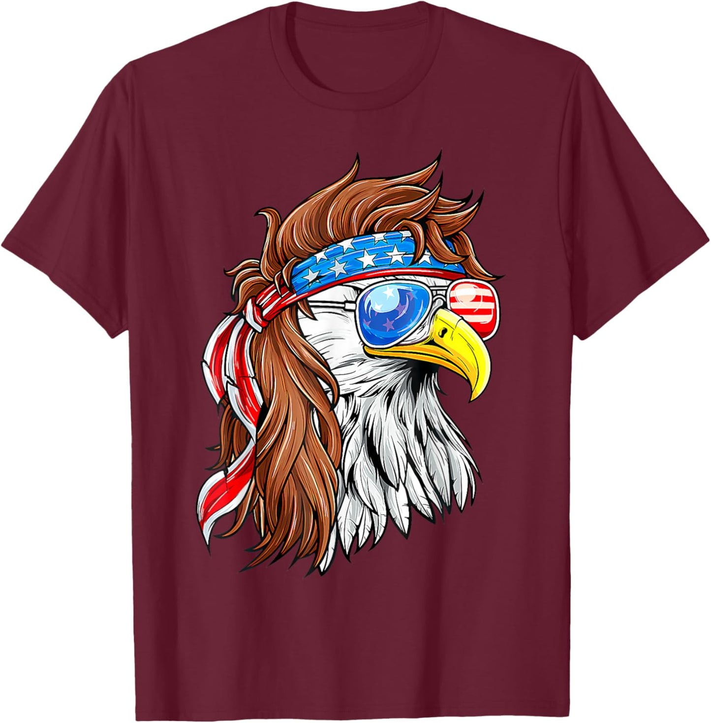 Patriotic Bald Eagle Mullet Usa American Flag 4Th Of July T-Shirt - T-Shirt | Maroon